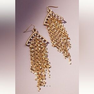 NWT Anthropologie Waterfall Chain Gold Tassel Earrings